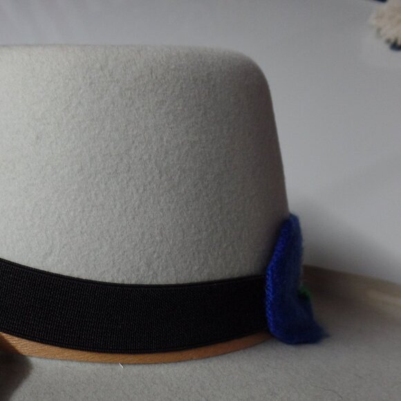 Embroidered Headband/ Hat Band Peruvian Wool BLUE NWOT - Picture 3 of 5